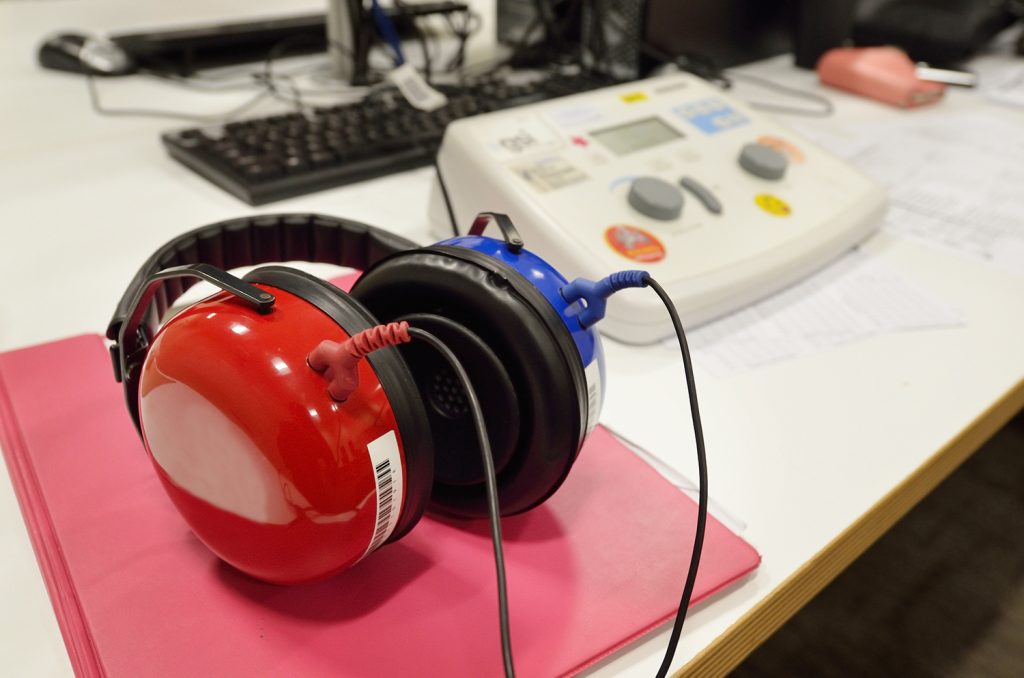 a set of headphones used for a hearing test